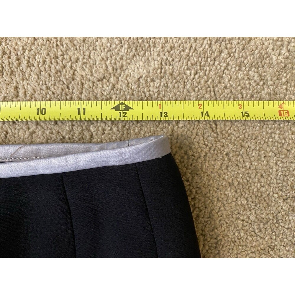 Vintage 90’s Y2k KASPER Tailored Black Pencil Mini Skirt Gray Satin Trim Size 6P - Picture 7 of 10